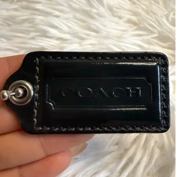Coach Accessories - COACH Black Patent Leather 2 inch Bag Charm Hang tag EUC